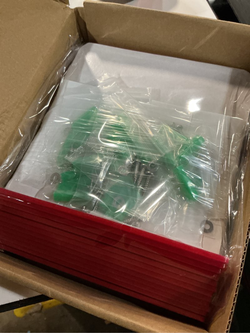 Condition photo showing New/Like New for t&r fire extinguisher sign, fire extinguisher with down arrow - 12 pack - 6 x 6 inches acrylic, 2 pre-drilled holes, includes matching screws, use for home office/business l - 12 pack