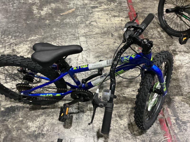 Condition photo showing As Is for ozark trail 20" mountain bicycle, 7 speed, fits riders 3'11"-4'4", child, unisex, blue