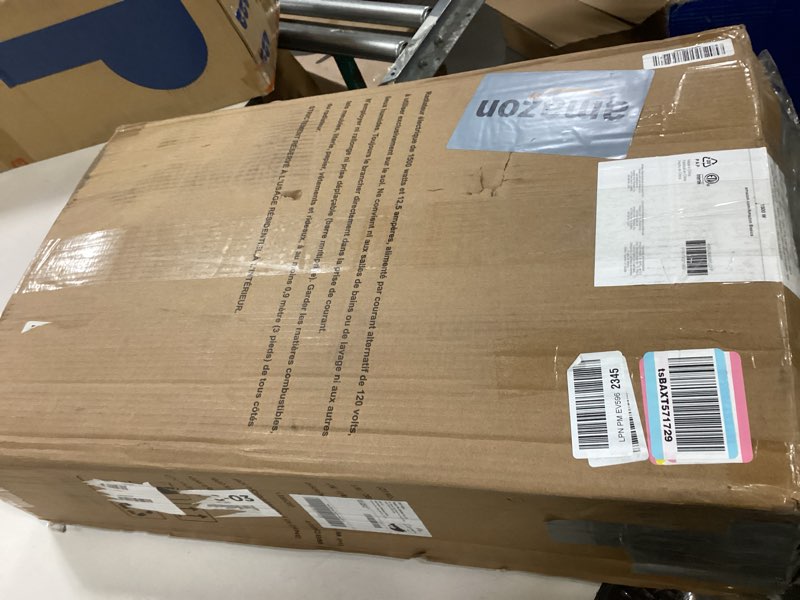 Condition photo showing As Is for Amazon Basics Oil Space Heater, Portable Radiator Heater with 7 Oil-Filled Fins for Indoor Use, 3 Heat Settings, Thermostat, Tip-Over Protection, ETL Safety Certificate, Manual Control, 1500W, Black