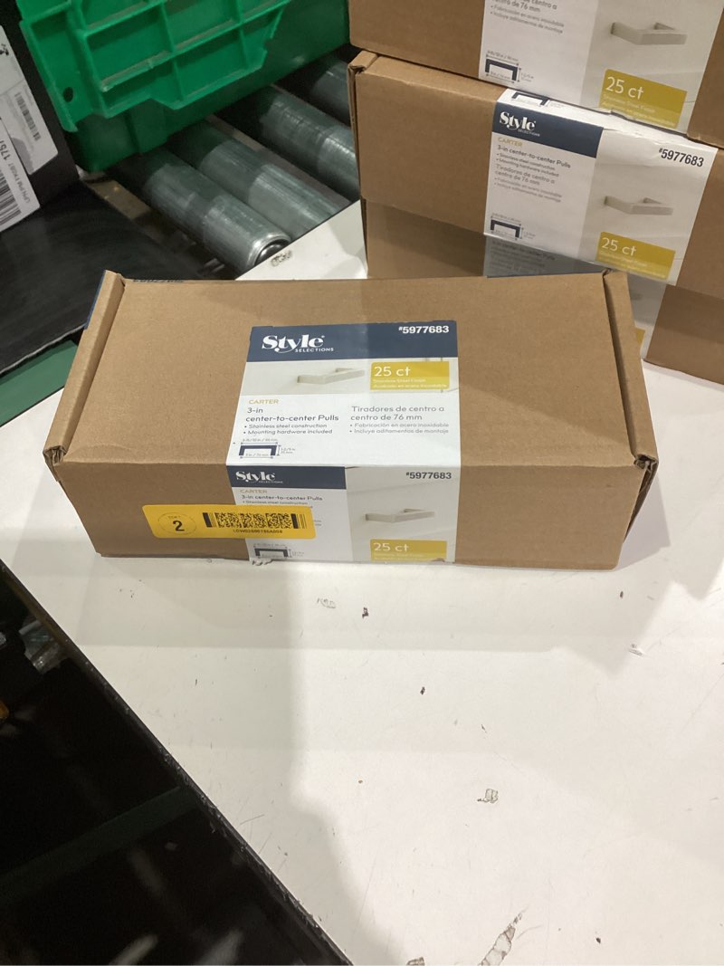 Condition photo showing New/Like New for Style Selections 3in center to center pulls cabinet hardware 25ct