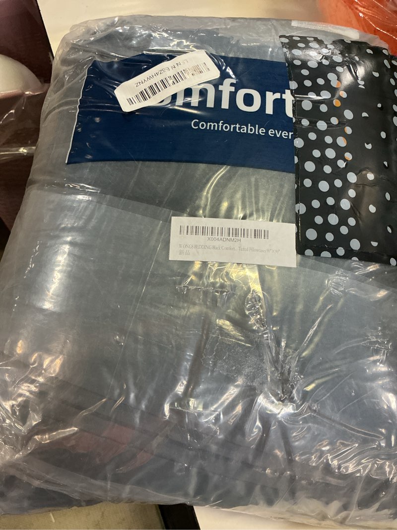 Condition photo showing Good Condition for wongs bedding black comforter set queen,3 pieces ruffle farmhouse shabby chic boho comforter for queen bed,soft seersucker textured bedding set with 1 ruffle comforter,2 tufted pillowcases 90"×90" black queen