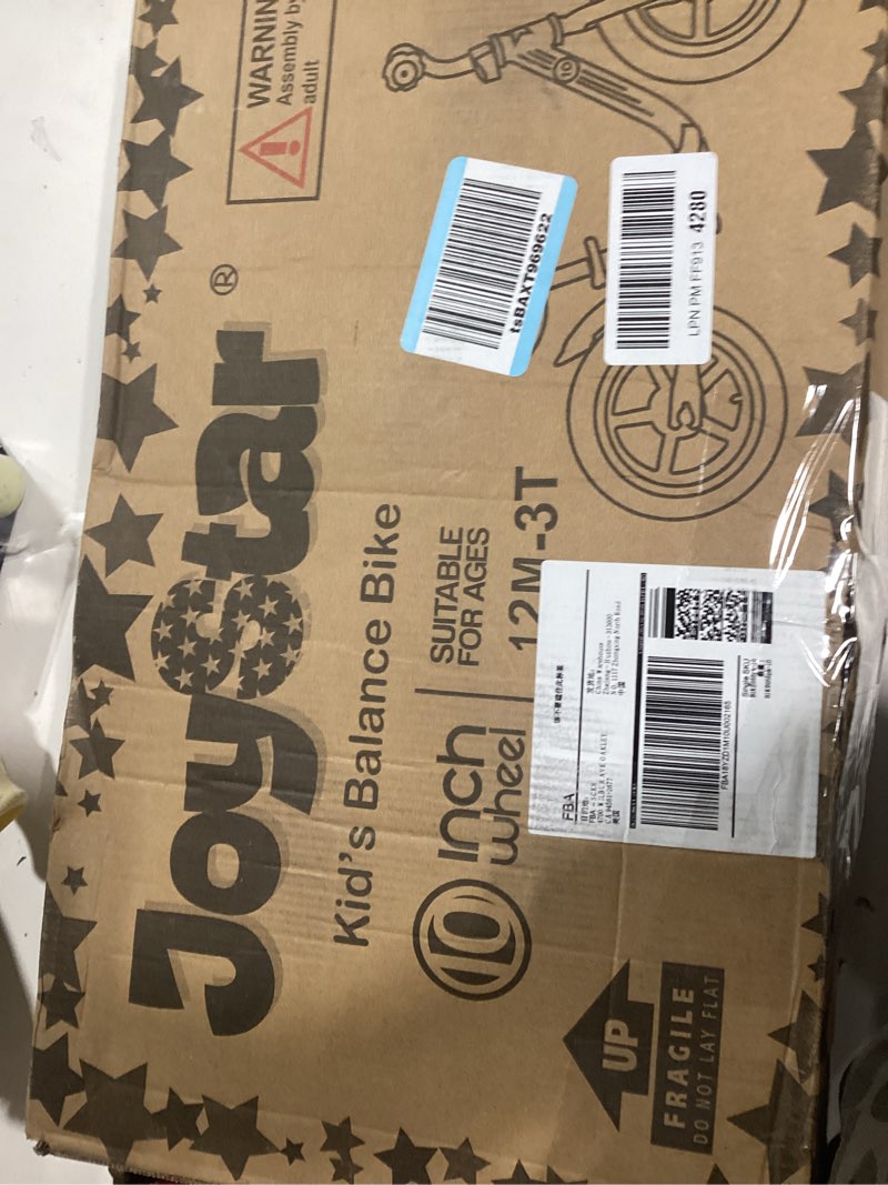 Condition photo showing New/Like New for joystar 10"/12" toddler balance bike for girls & boys, ages 18 months to 5 years, kids push bike with footrest & adjustable seat height, first birthday gifts for 2-5 boys girls pink 12 inch