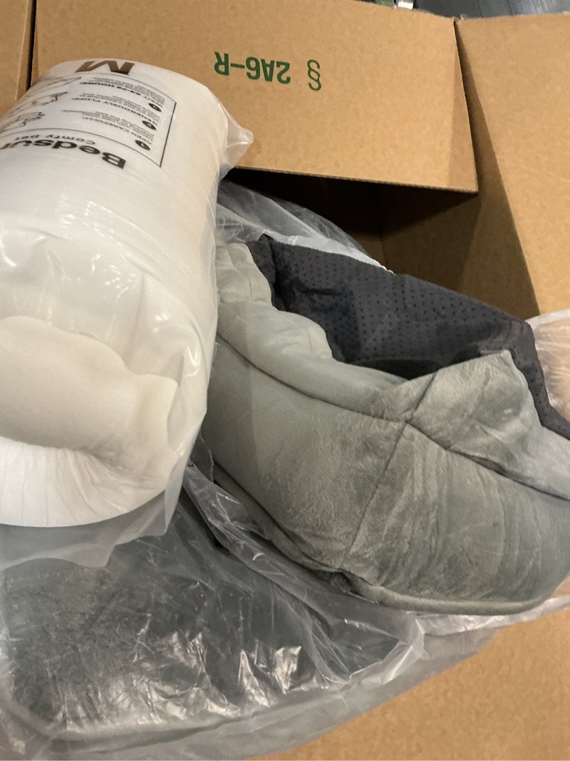 Condition photo showing As Is for Bedsure Orthopedic Dog Beds Large Sized Dog - Washable MEDIUM Dog Cat Bed Waterproof, Comfort Dogs Couch Sofa with Washable Removable Cover, Pet Bed with Nonskid Bottom, Grey, Th Grey