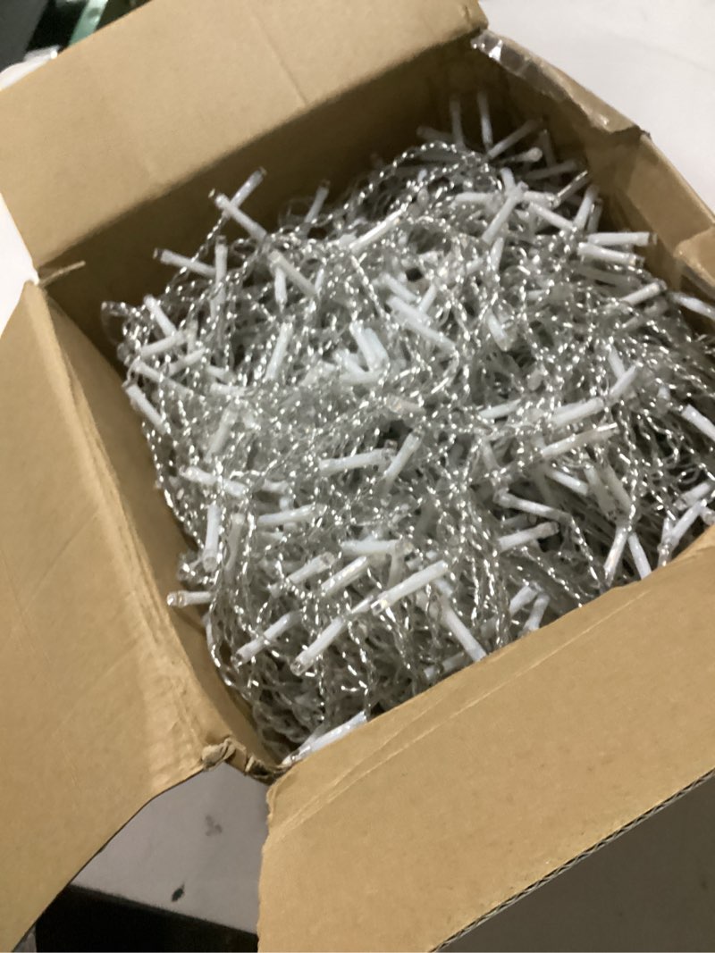 Condition photo showing As Is for Icicle Lights for Outside, 167ft 1760 LED Icicle Christmas Lights Outdoor Waterproof, 352 Drops with Remote, 8 Modes & Dimmable, Timer for Christmas, Wedding, House, Roof Decoration, Warm White Warm White 167ft