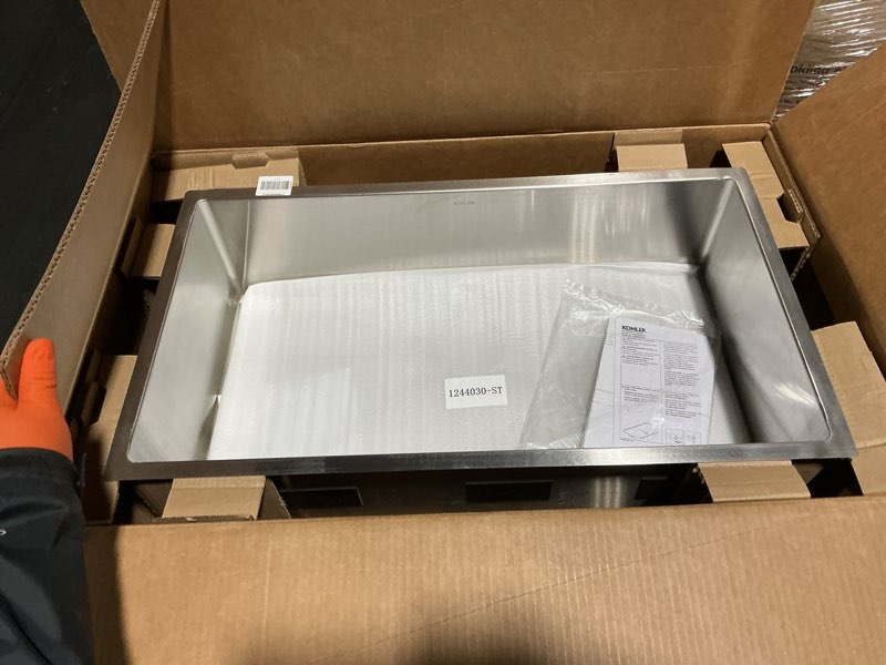 Condition photo showing Good Condition for kohler strive® 32" undermount kitchen sink, single bowl kitchen sinks with basin rack, stainless steel, k-5285-na single bowl medium (32") - no tall apron
