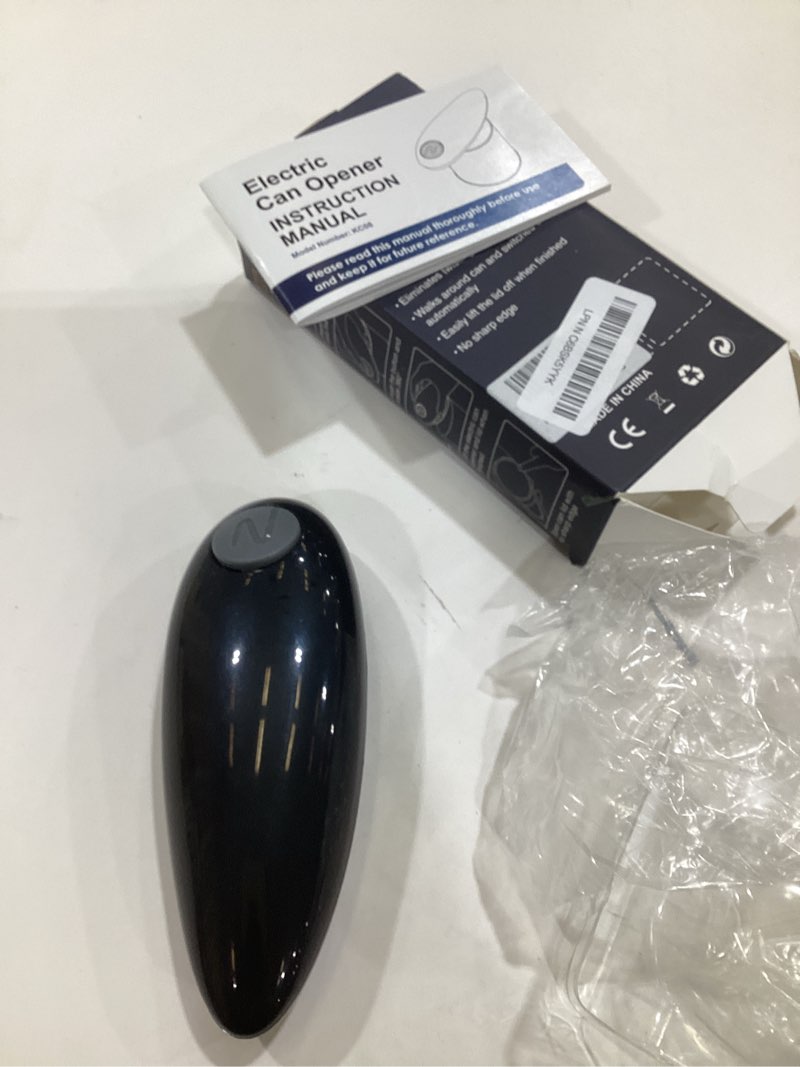 Condition photo showing Good Condition for one touch battery operated electric can opener fits almost size can with smooth edge, hands free electric can openers for kitchen, kitchen gadgets automatic can opener for seniors, arthritis black