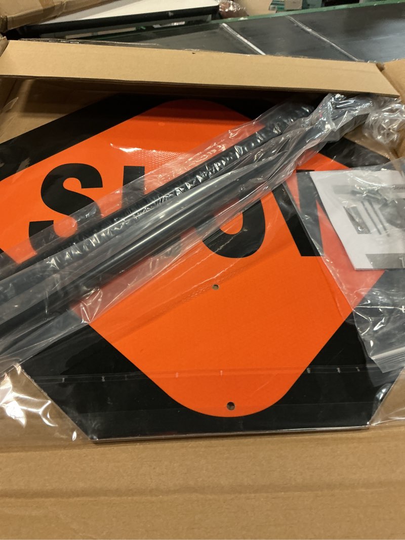 Condition photo showing New/Like New for kanayu 1 pcs 18x18 inch flagger helper slow stop paddle signs with 60'' telescopic stretchable staff double sided stop/slow paddle honeycomb reflective road stop signs for road traffic construction