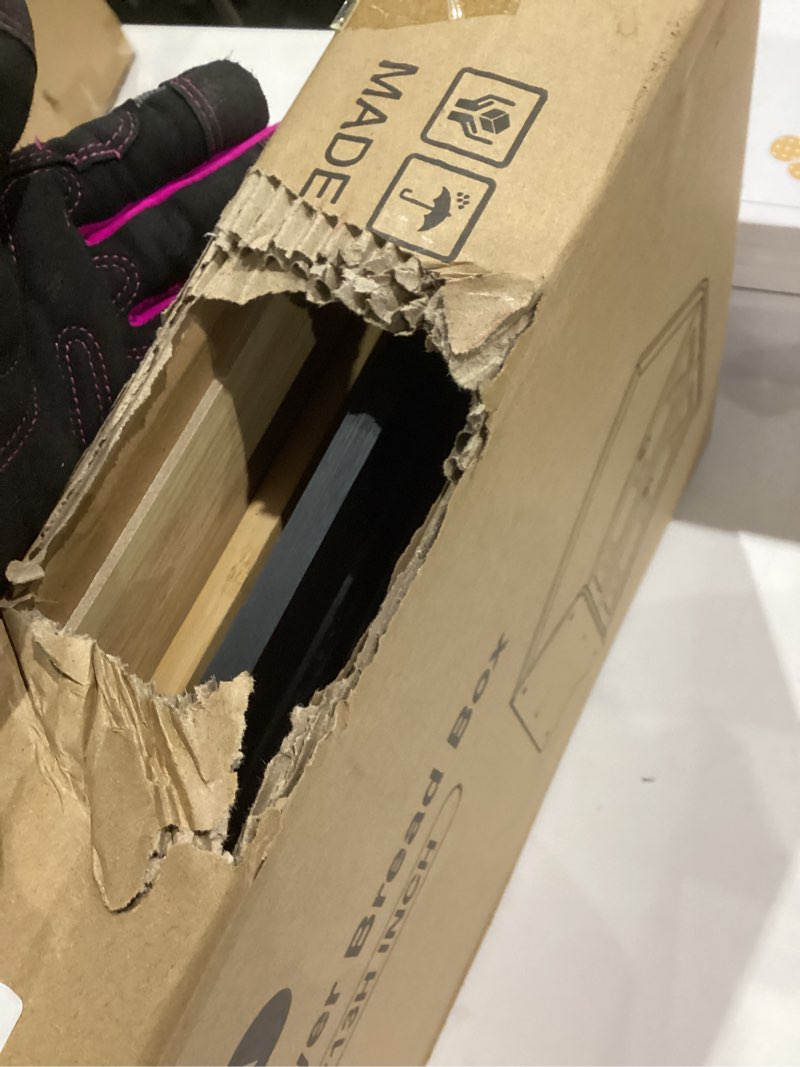 Condition photo showing Good Condition for Double Layer Bread Box for Kitchen Countertop, Large Breadbox Bread Container Storage with Windows, Wooden Farmhouse Bread Holder (Black)