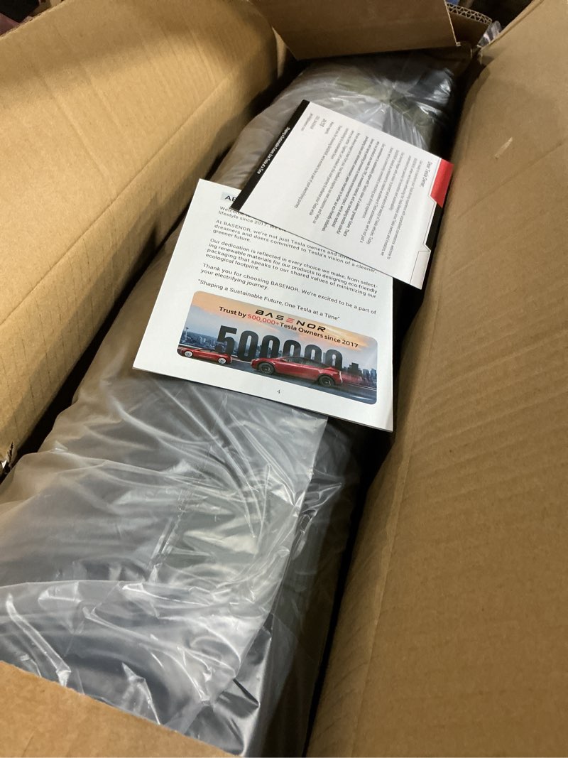 Condition photo showing New/Like New for basenor 2026 tesla model y(juniper)/3/s/x leather seat back kick protector, backseat mats for kids - extra organizer pocket, waterproof scratchproof resistant protection black (set of 2)