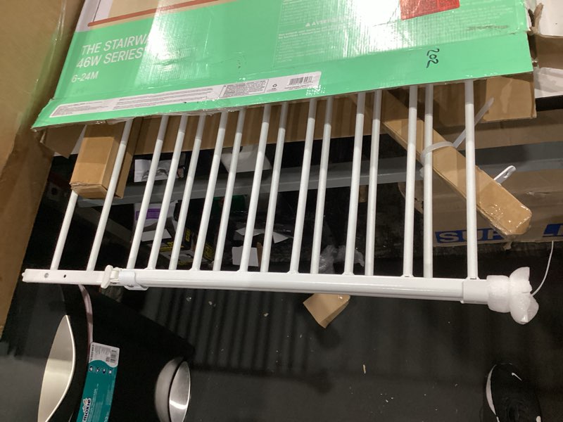 Condition photo showing Good Condition for ingenuity the stairway+ 46w series, 32"-48" wide, 32.5" tall, baby gate for stairs, dog gate indoor with door for banister to banister installation - white metal
