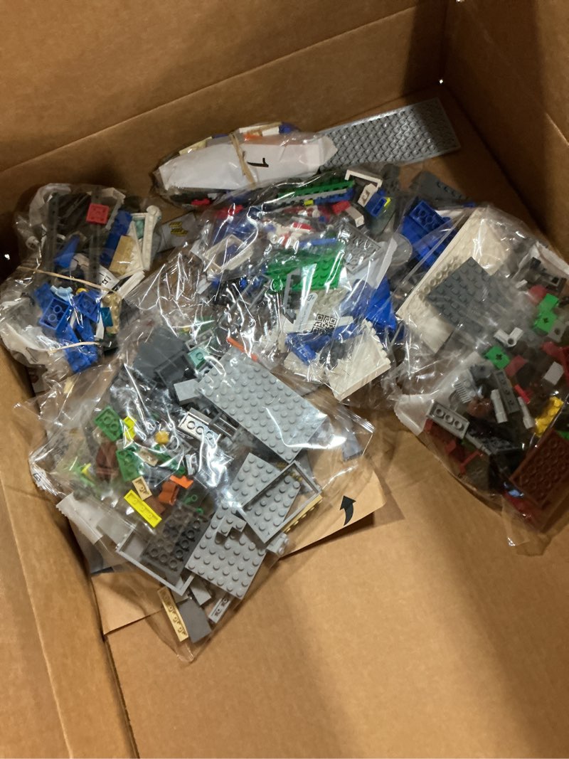 Condition photo showing As Is for lego city police station with van, garbage truck & helicopter toy 60316, gifts for 6 plus year old kids, boys & girls with 5 minifigures and dog toy standard packaging