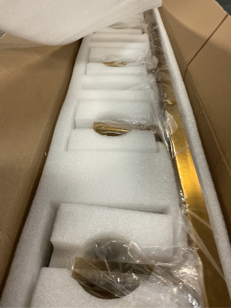 Condition photo showing Good Condition for modern 6-light gold brushed brass finish crystal wall light for bathroom vanity gold straight 6-light