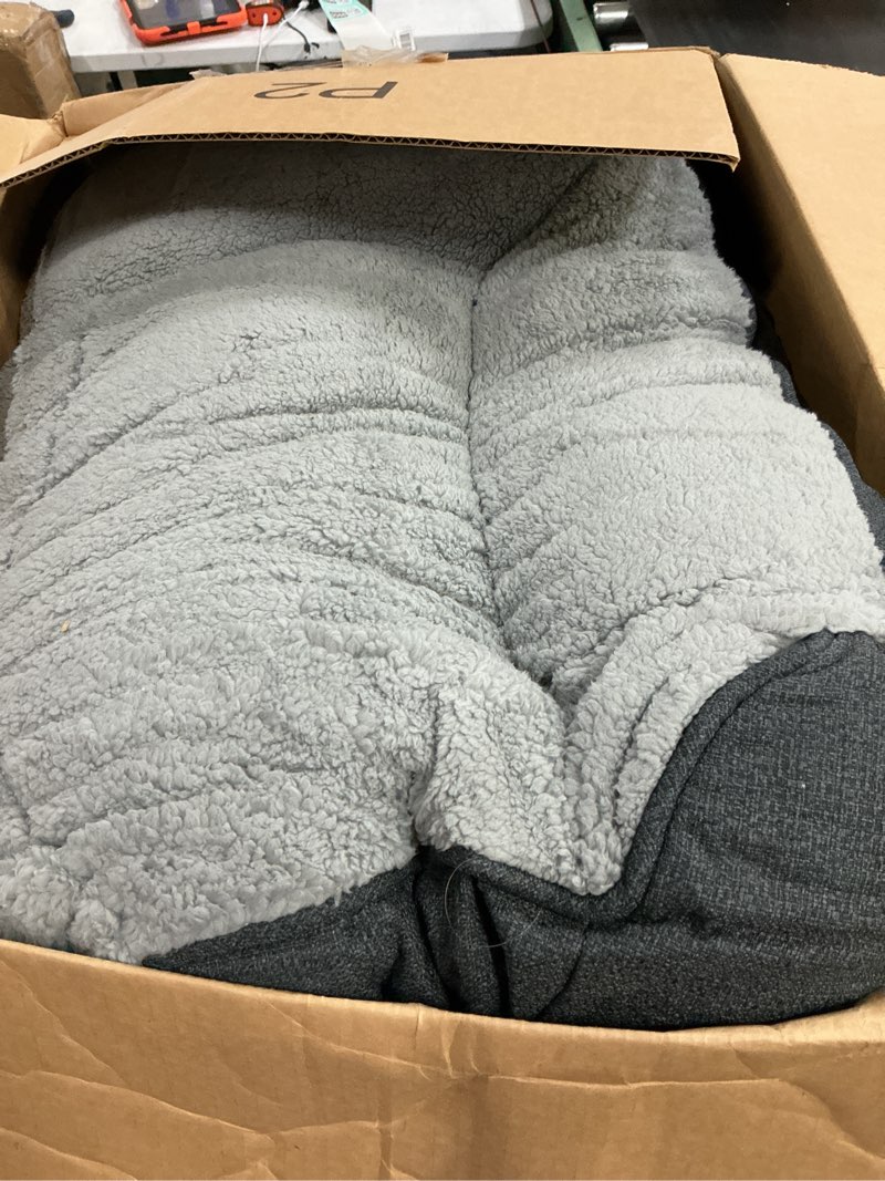 Condition photo showing As Is for bedsure supportmax™ xl orthopedic dog beds large sized dog - extra thick supportive dogs couch with waterproof washable cover, extra large comfort pet sofa with soft sherpa & nonskid bottom, grey, 42" 42"l x 30"w x 9.5"th grey