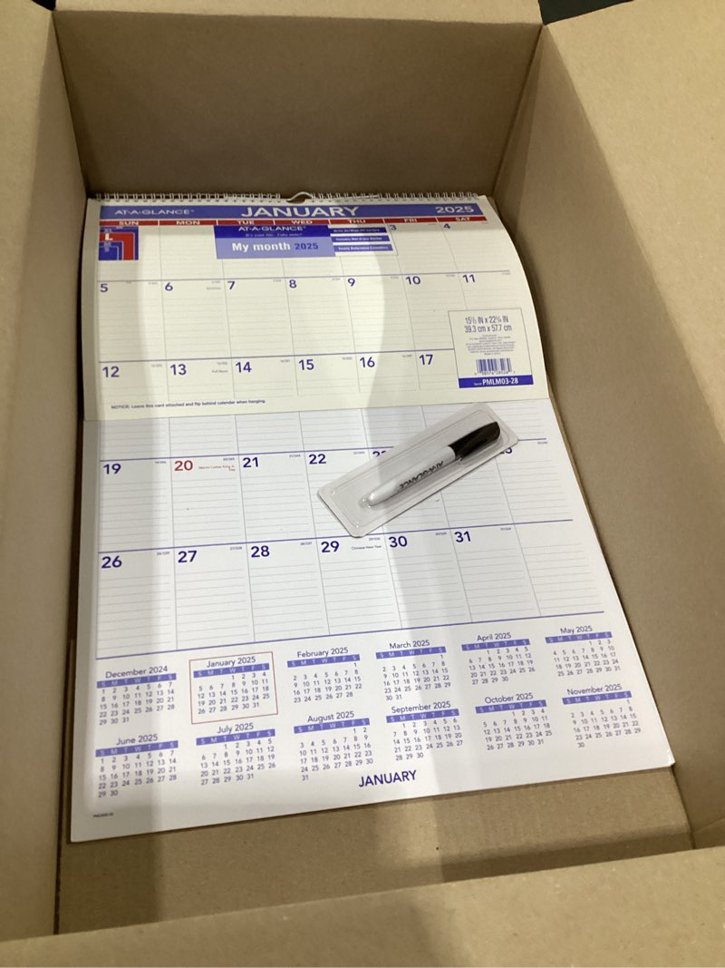 Condition photo showing As Is for AT-A-GLANCE 2025 Erasable Calendar, Dry Erase Wall Planner, 15-1/2\\\" x 22-3/4\\\", Medium (PMLM032825) 2025 Old Edition 15-1/2\\\" x 22-3/4\\\", ONLY GOES TILL JULY