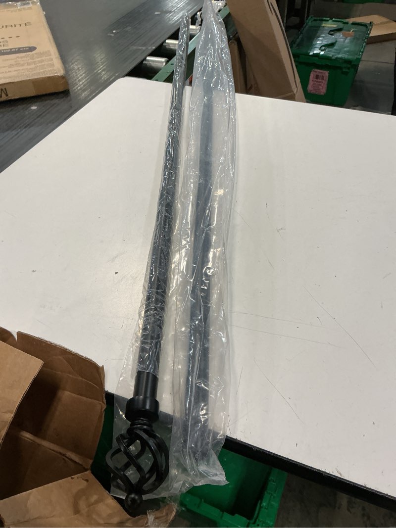 Condition photo showing As Is for Curtain Rods for Windows 28 to 60 Inch - 5/8” Black Metal Heavy Duty - Decorative Window Small Curtains Rod with Brackets for Kitchen, Bathroom, Sliding Cafe Drapery Rods Door 30-60"(1 Pack) Black