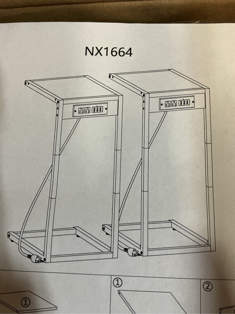 c-shaped end table with charging station