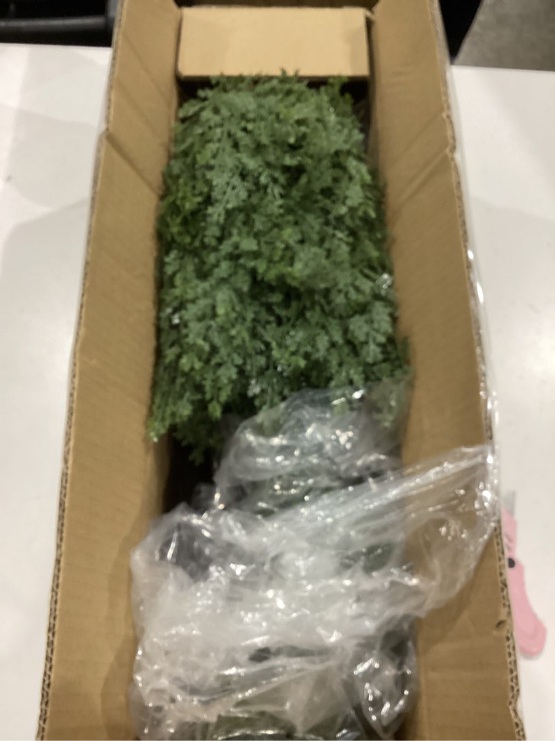 Condition photo showing As Is for 3ft artificial cedar topiary trees with ground spike, set of 2 uv resistant fake evergreen bushes shrubs trees artificial plants realistic faux cypress plants for indoor outdoor front porch garden