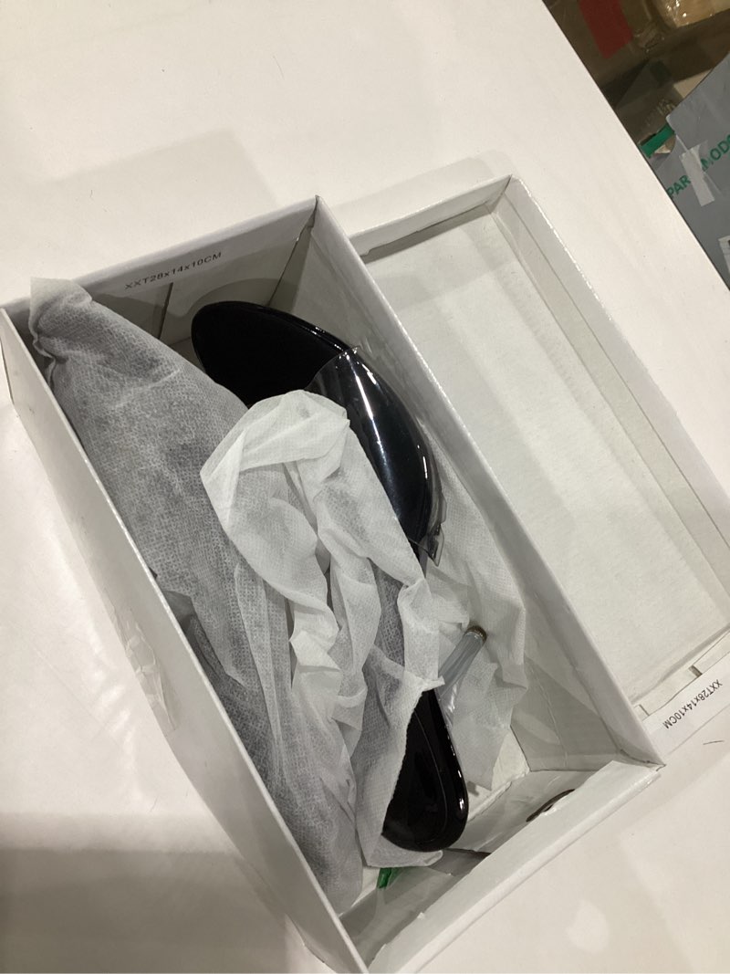 Condition photo showing Good Condition for nbuunbu silver clear heels for women dress shoes transparent strap sexy stilletos heels open toe high silver heeled sandals pump mules