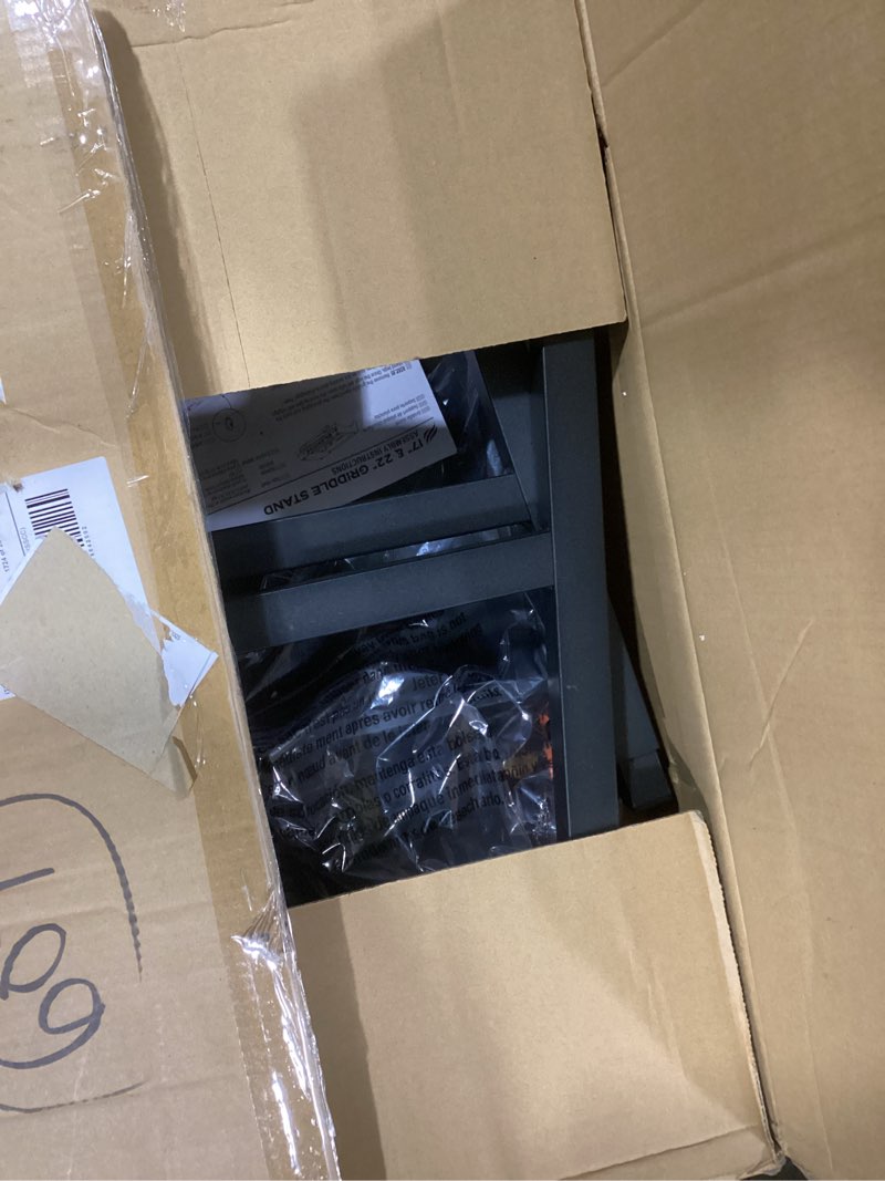 Condition photo showing Good Condition for BLACKSTONE 5013 Collapsible 17” and 22” Tabletop Griddle Stand with Adjustable Legs and a Removable Side Shelf, Powder Coated Steel, Black Regular Griddle Stand