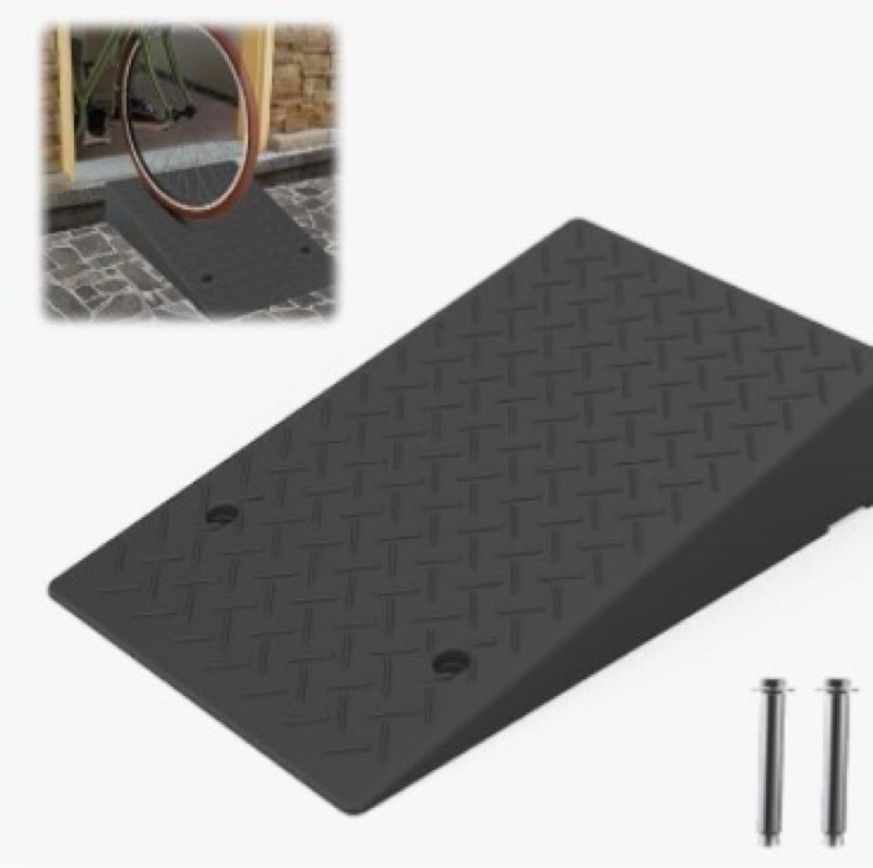 rubber threshold ramp 7.09 inch rise, wheelchair rubber door ramp with non-slip surface, home step r