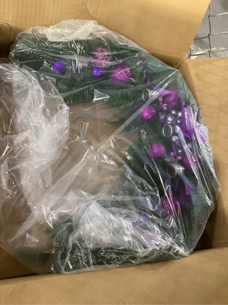 Hushee Large Advent Wreath Candle Holder 24 Inches Advent Hoop Wreath with Candle Holder for Front Door Porch Window Outside Decor Modern Mantel Decoration Gift(Purple)