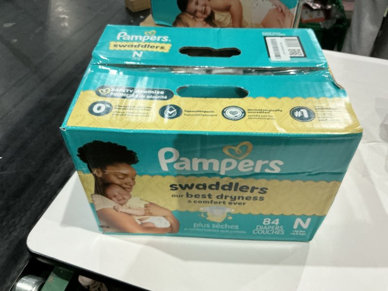Condition photo showing New/Like New for Pampers Swaddlers Diapers Newborn - Size 0, 84 Count, Ultra Soft Disposable Baby Diapers