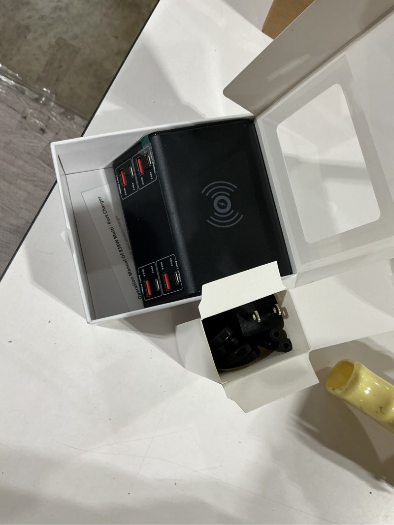 Condition photo showing Good Condition for usb charger, asometech 100w 8 port multiple usb charging station with 4 quick charge 3.0, 4 usb c pd port, wireless charger, lcd display fast charging hub for iphone 13 12 ipad samsung and more black
