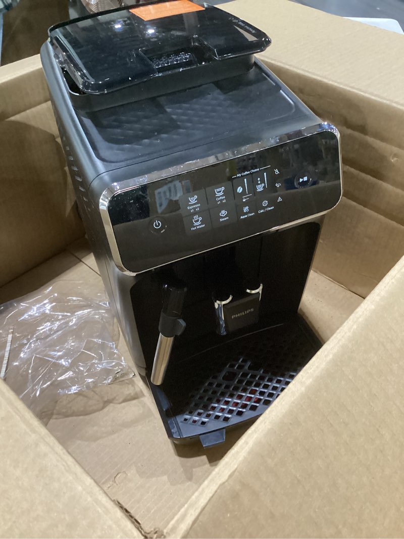 Condition photo showing As Is for Philips 2200 Series Fully Automatic Espresso Machine, Classic Milk Frother, 2 Coffee Varieties, Intuitive Touch Display, 100% Ceramic Grinder, AquaClean Filter, Aroma Seal, Black (EP2220/14) 2200 Series Classic Milk Frother, NOT TESTED