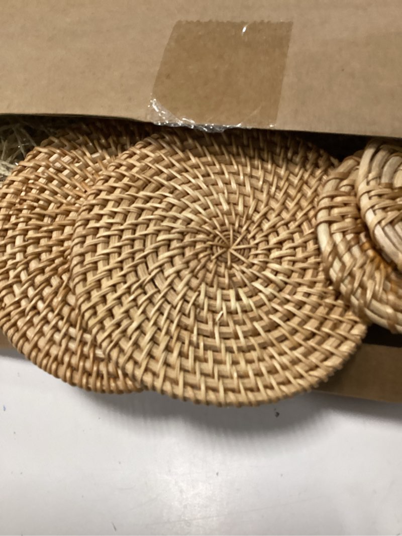 Condition photo showing Good Condition for glenmal set of 13 boho wall basket decor woven rattan flat baskets handmade boho wicker bamboo seagrass wall hanging decor for bedroom living room dining room office ready to hang(plain)
