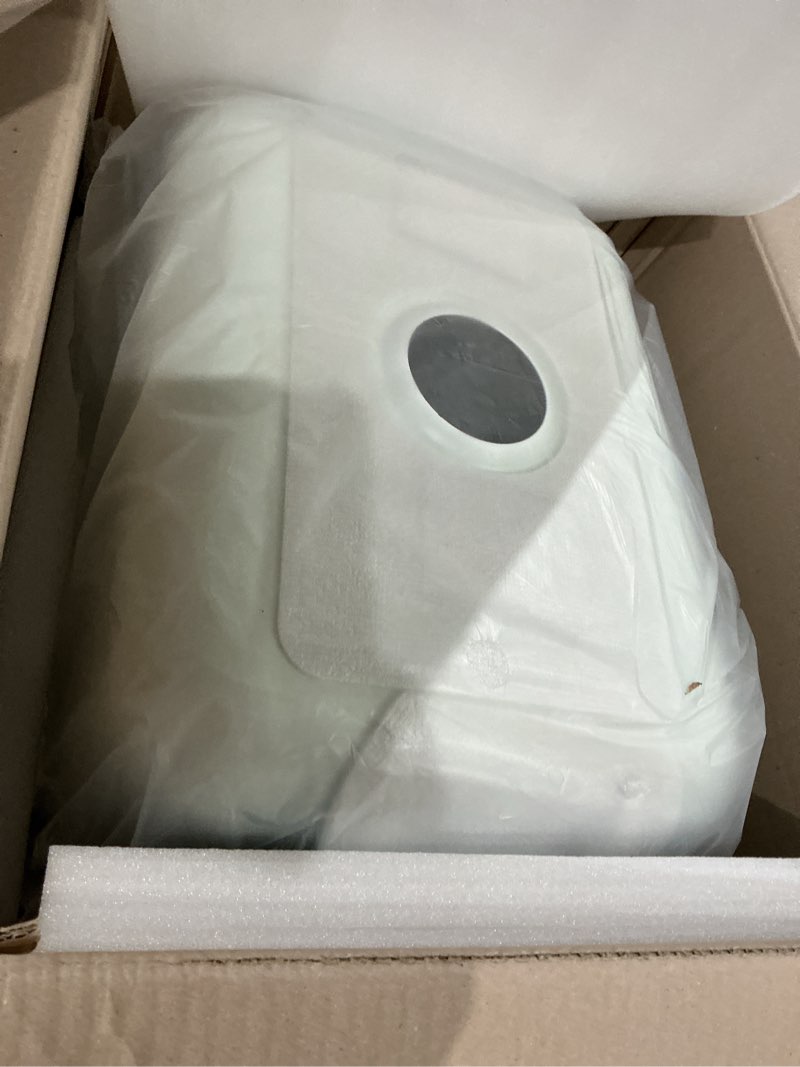 Condition photo showing Good Condition for houzer porcela white porcelain enamel steel kitchen sink: 23 inch undermount single bowl sink, durable & versatile, essential for home and apartment: pcs-2500 wh
