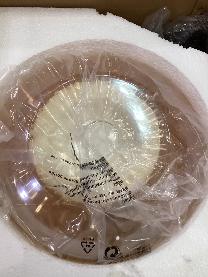 Condition photo showing As Is for Amber Plug in Pendant Light, Hanging Lamps for Living Room Plug in Glass Globe Pendant Light, Modern Plug in Cord Pendant Hanging Light with 14.7 ft Cord On/Off Switch Striped Glass Shade