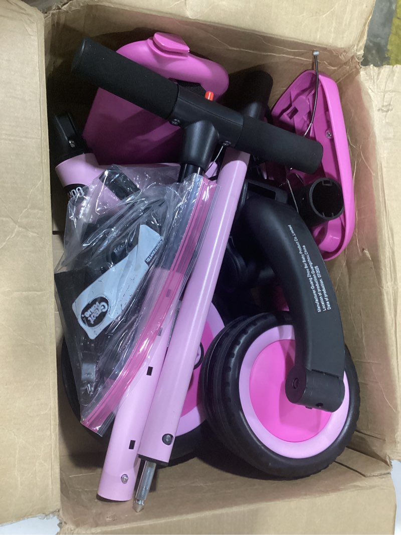 Condition photo showing As Is for newyoo Tricycle for Toddlers 1-3, Toddler Bike, 5 in 1 Trike with Push Handle, Christmas and Birthday Gift and Toy for Girls, Convert to Baby Balance Bike, Pink, TR008 Pink-b