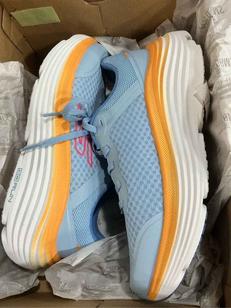 Condition photo showing Good Condition for skechers women's max cushioning endeavour canova running shoes 7.5 blue/orange