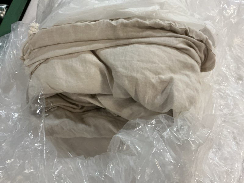 Condition photo showing As Is for quince european linen deluxe bedding bundle, king, sand 3pcs