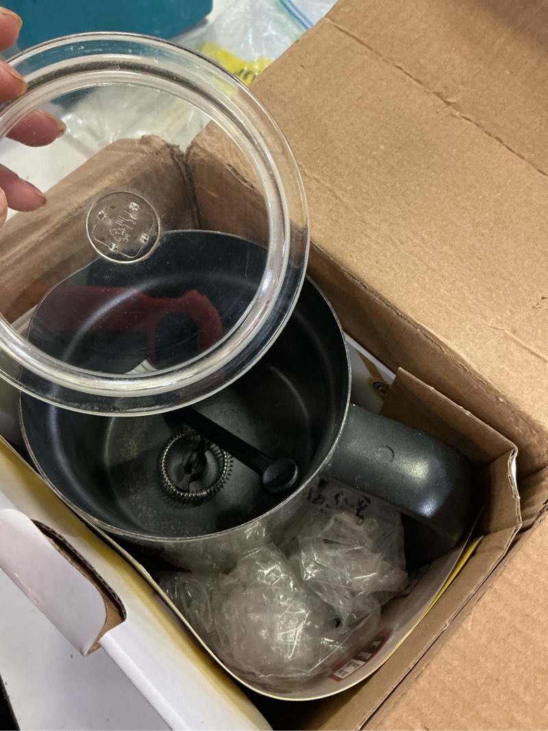Condition photo showing As Is for secura milk frother, electric milk steamer stainless steel, 8.4oz/250ml automatic hot and cold foam maker and milk warmer for latte, cappuccinos, macchiato, 120v 8.4oz stainless steel