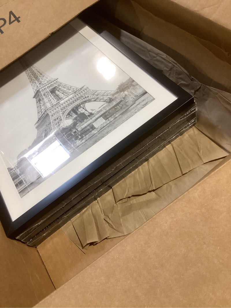 Condition photo showing Good Condition for upsimples 13x19 picture frame set of 5, display pictures 11x17 with mat or 13 x 19 without, wall gallery poster frames, black black 13x19