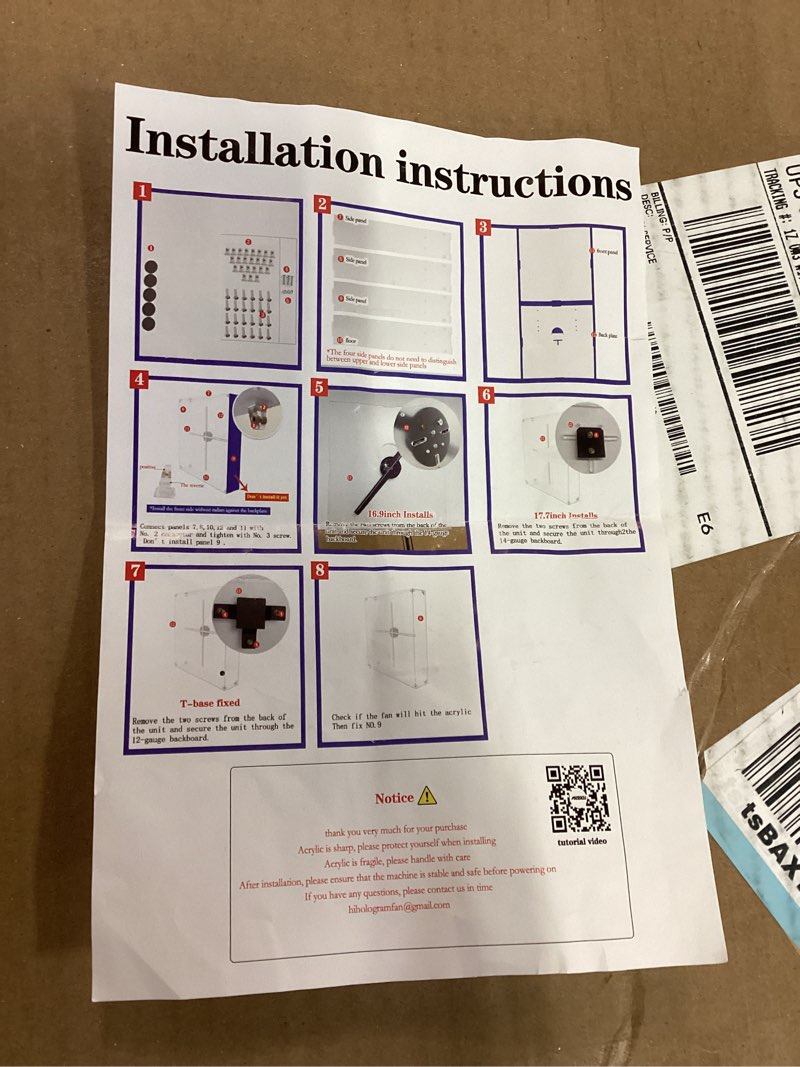 Condition photo showing As Is for Acrylic case, size unknown 