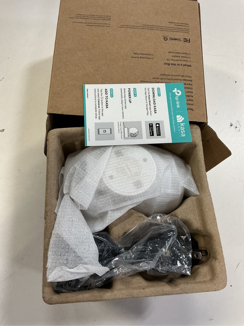 Condition photo showing New/Like New for Kasa 1080p Indoor Pan/Tilt Wired Security Camera - Works as a Baby & Pet Monitor, Motion Detection & Tracking, 2-Way Audio, Night Vision, Subscription-Free Local Storage or Optional Cloud, EC70 White New 1080P