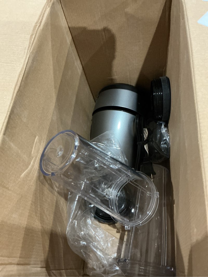 Condition photo showing Good Condition for ninja bn301 nutri-blender plus compact personal blender, 900-peak-watt motor, frozen drinks, smoothies, sauces & more, (3) 20 oz. to-go cups, (2) spout-lids (1) storage-lid, dishwasher safe, silver push to blend + 3 cups