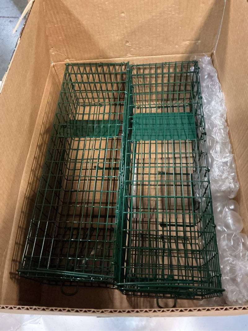 Condition photo showing New/Like New for qualirey 2 pcs humane squirrel trap heavy duty live animal chipmunk catch and release rat trap for outdoor small animals mouse raccoon stray cat rodent weasels(green) 2 green