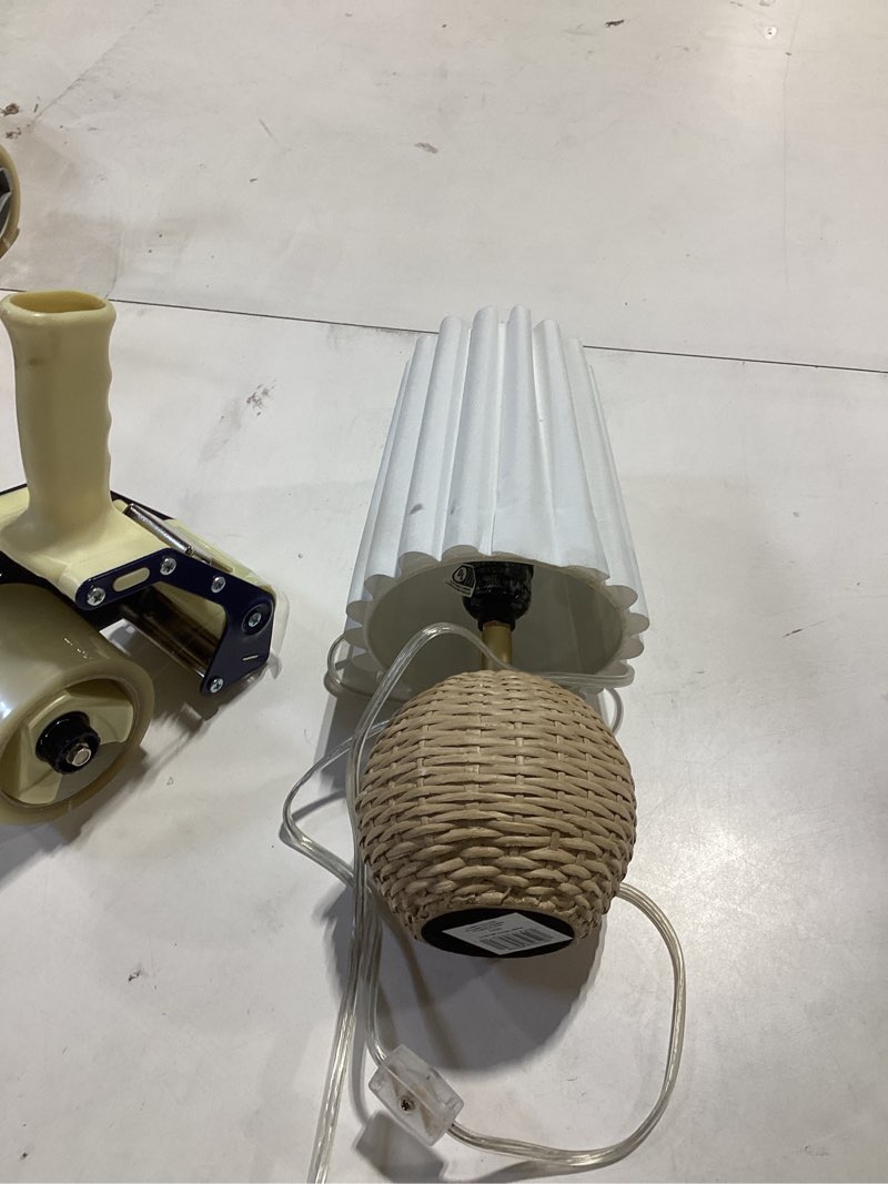 Condition photo showing As Is for allen + roth 13-in Tan Table Lamp with Fabric Shade