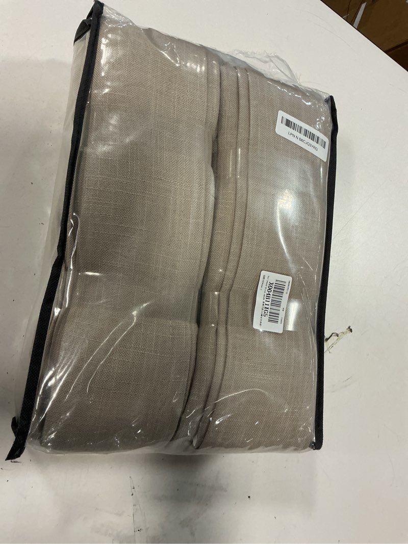 Condition photo showing New/Like New for Taupe Burlywood Pinch Pleated Linen Curtains 96 Inches Long for Living Room Bedroom 2 Panels Light Filtering Pinch Pleat Hooks Rings Back Tab Neutral Country Farmhouse 96 Inch Window Curtain Drapes Burlywood Birch 40"W x 96"L (Pack of 2)