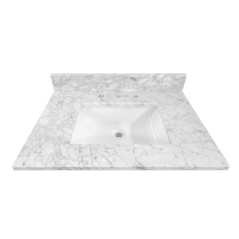 allen + roth carrara 31-in x 22-in white natural marble undermount single sink