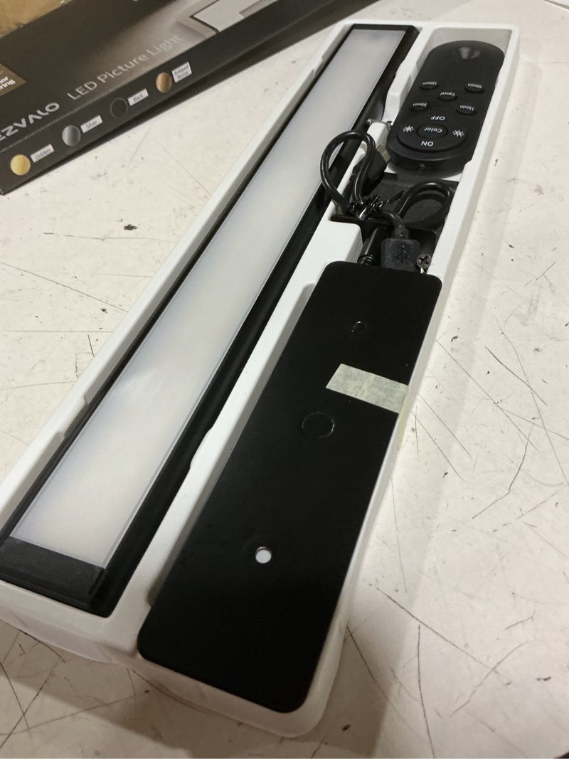 Condition photo showing Good Condition for ezvalo picture light for wall, 13'' black rechargeable 4800mah battery lights wireless with ir remote, magnetic led art painting light with 3 color temperatures, display for gallery, living room black 13inch 1