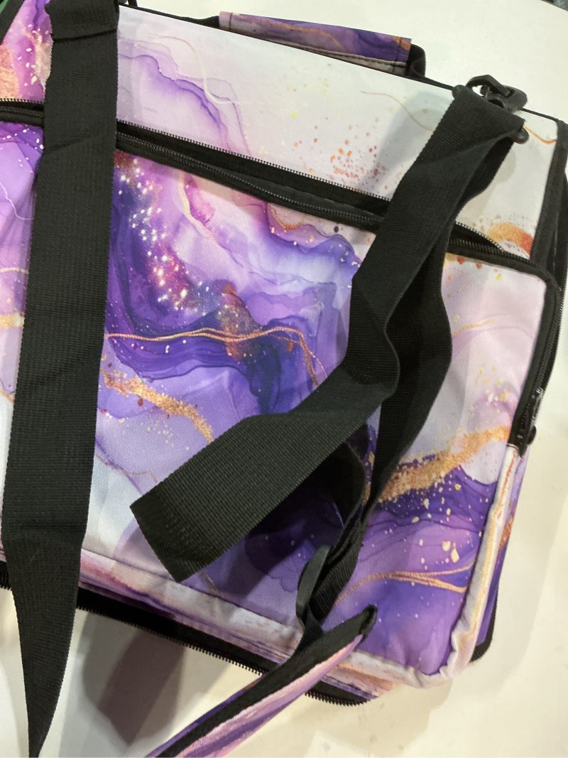 Condition photo showing As Is for Sewing Machine Case with Soft Cushion Travel Carrying Case for Sewing Machine and Accessories Tote Bag Fit for Most Standard Sewing Machines Supplies for Beginners Purple Marble