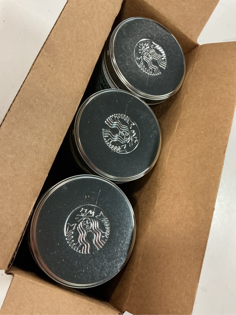 Condition photo showing New/Like New for (bbd:07/may/2026 )starbucks crema collection premium instant salted caramel flavored instant coffee, 100% arabica beans, 3 tins (7.12 oz each)