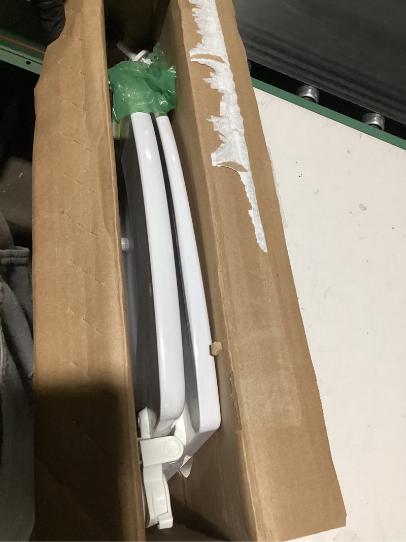 Condition photo showing As Is for KOHLER 4636-RL-0 Cachet ReadyLatch Elongated Toilet Seat Slow Close, Soft Close Toilet Seat Quiet Lid, Contoured Grip-Tight Bumpers Installation Hardware, Apartment Essentials, White White Elongated Ready Latch