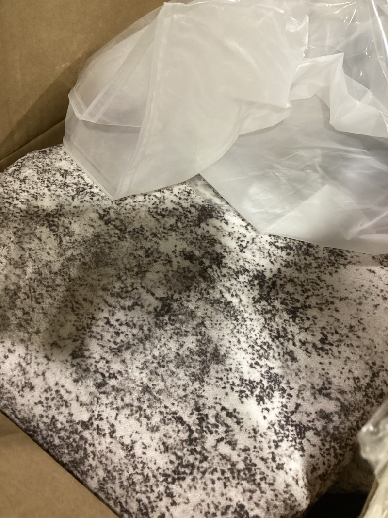 Condition photo showing As Is for SIMILAR TO STOCK PHOTO)Washable Area Rugs Non-Slip Modern Abstract Soft for Living Room Entryway Bedroom Nursery, Print Pattern, Gray White Grey Gray/White (Rectangular)