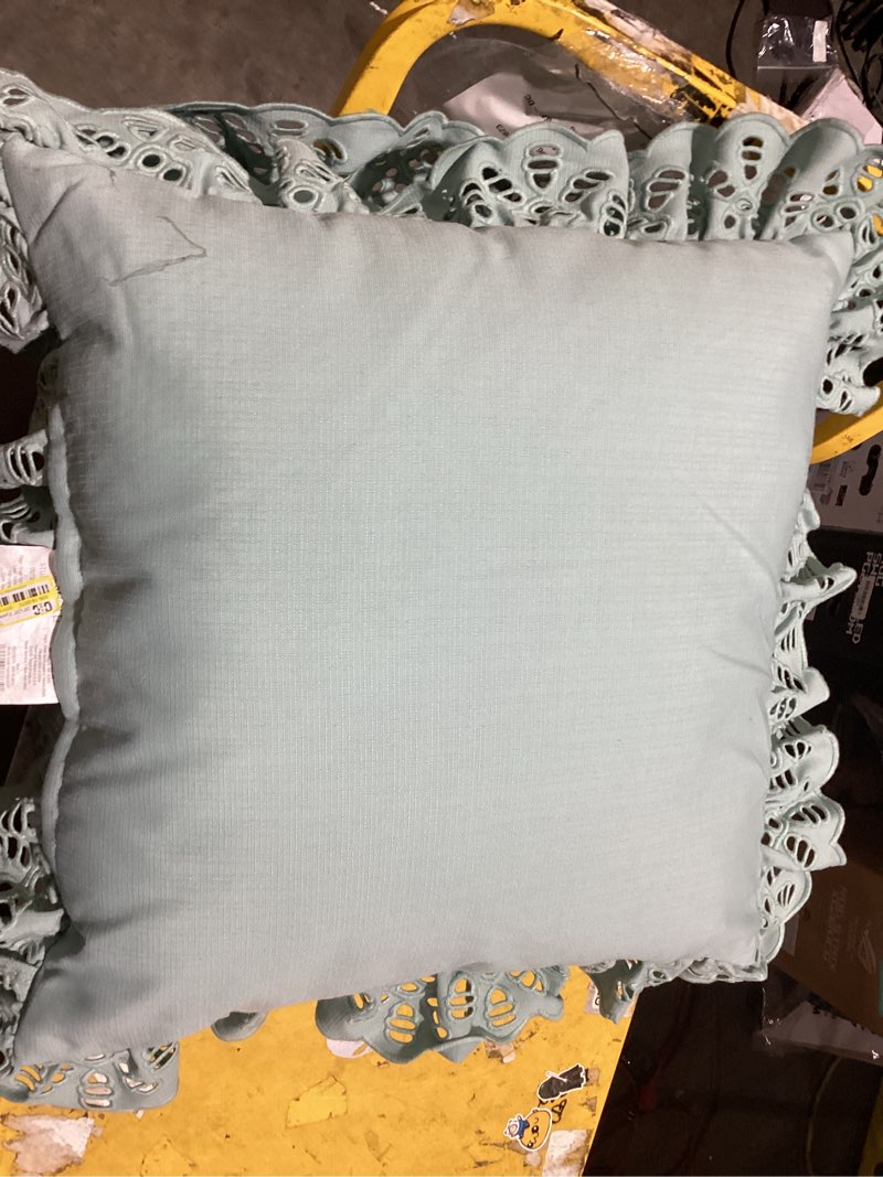 Condition photo showing Good Condition for 26"x26" eyelet ruffle outdoor throw pillow blue - threshold™ designed with studio mcgee