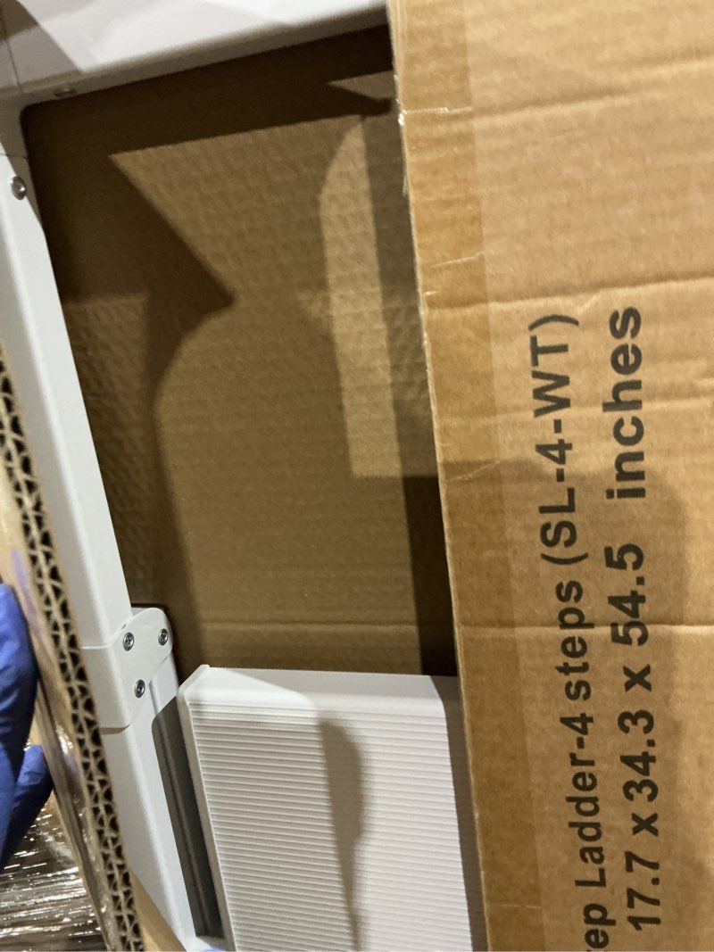 Condition photo showing Good Condition for step ladder folding 4-step white finish aluminum foldable step ladders,anti-slip for home & kitchen office 330 lbs white finish 4 step-standard